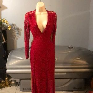 Long Red lace dress